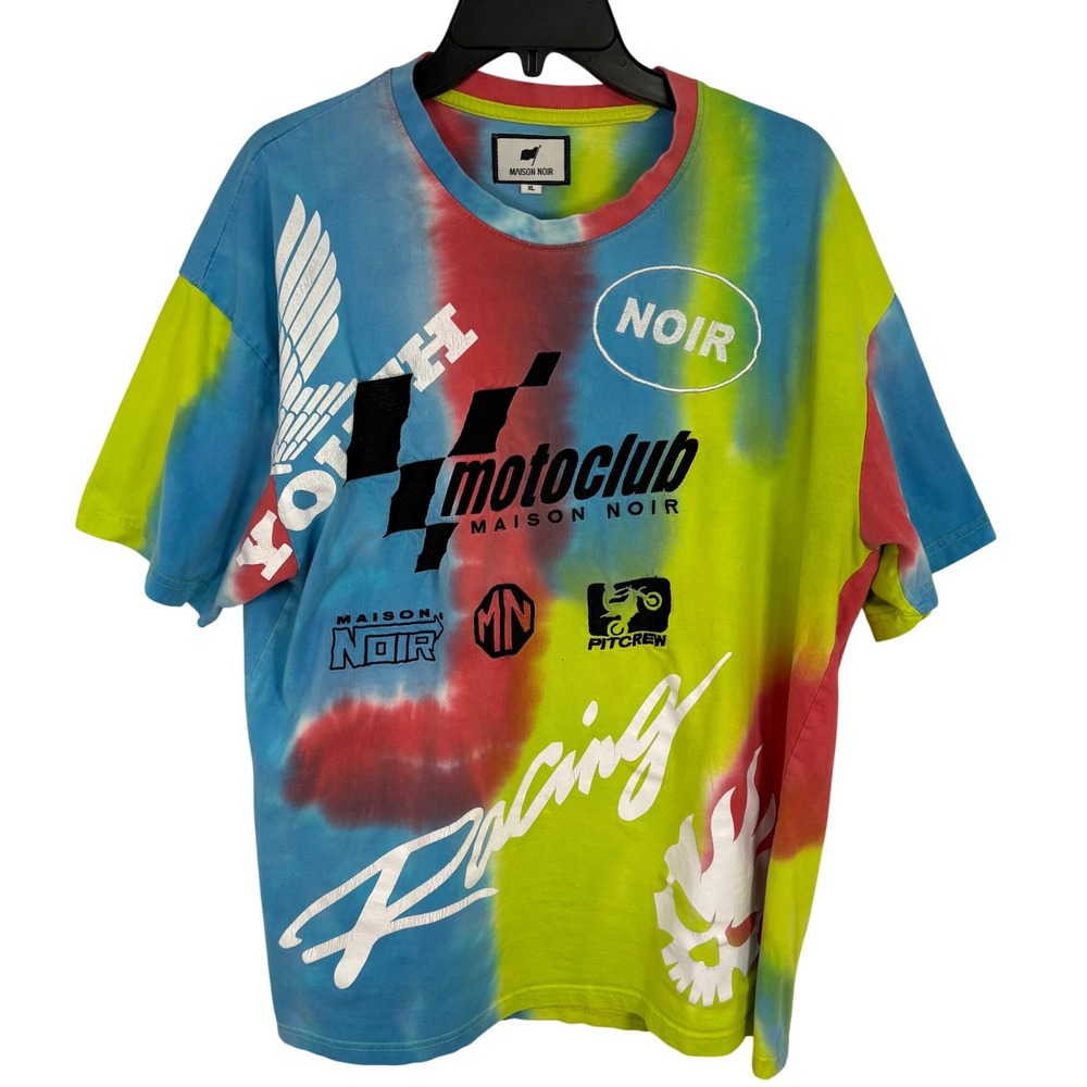 Maison Noir Motoclub Racing Tie Dye Graphic T-Shirt Mens XL Color Streetwear